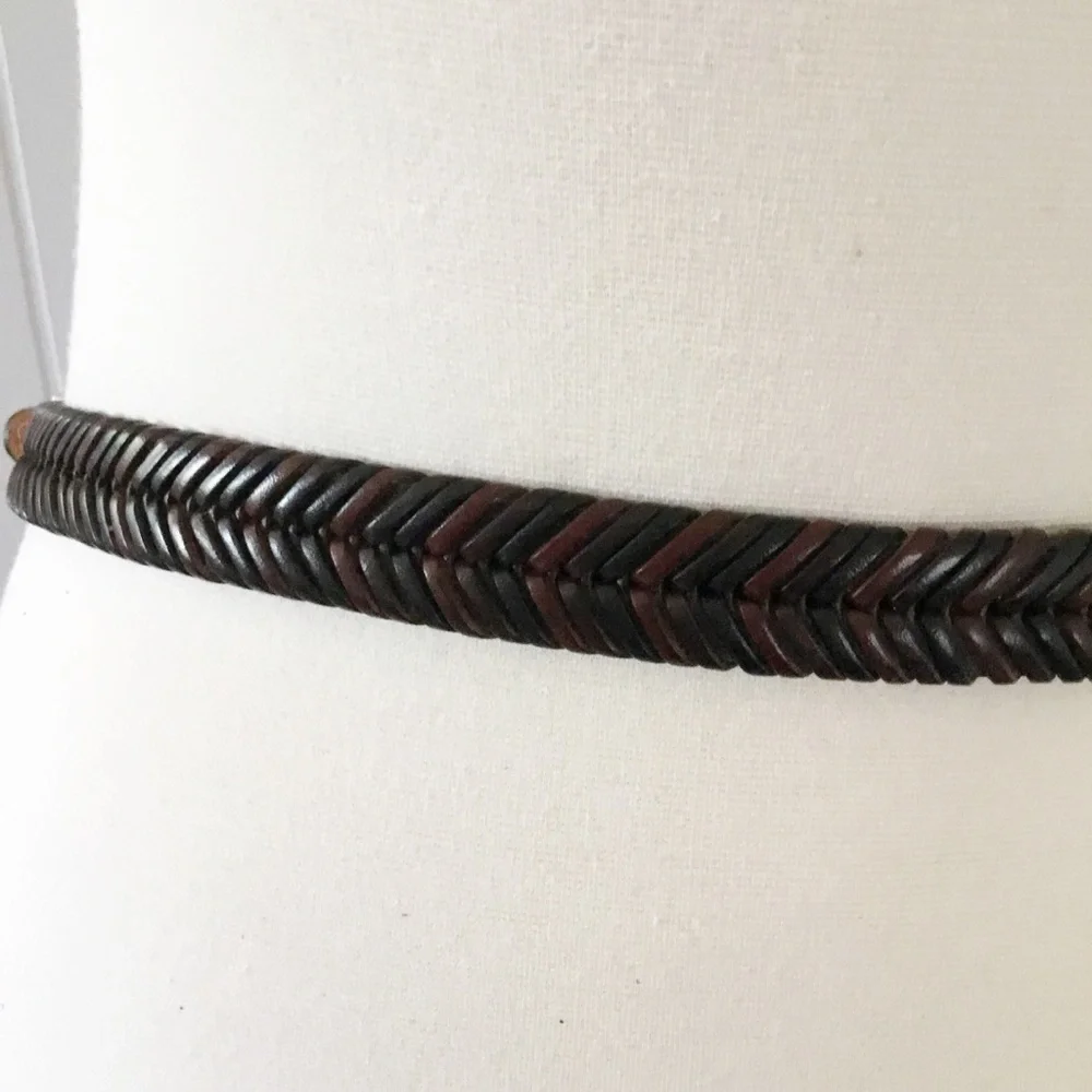 Brighton Black & Brown Leather Belt Size 32 M/L